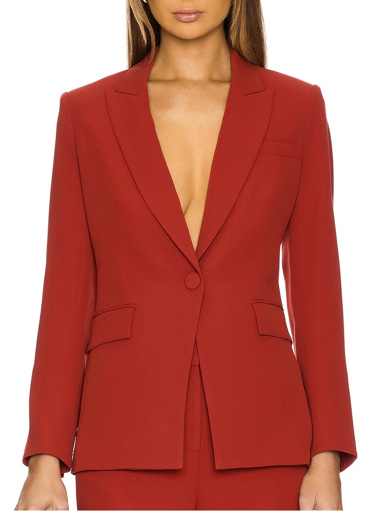 New Veronica Beard Dickey Blazer Long & Lean Crimson Red Crepe Blazer Jacket 16